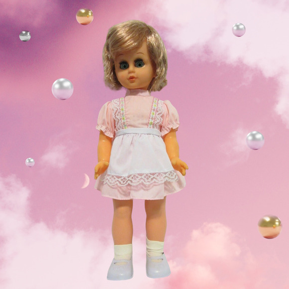 Baby Stella Other - Vintage TM Toys Stella Doll Plastic Cute Cherry Blonde Big Eyes Pink Dress 17in